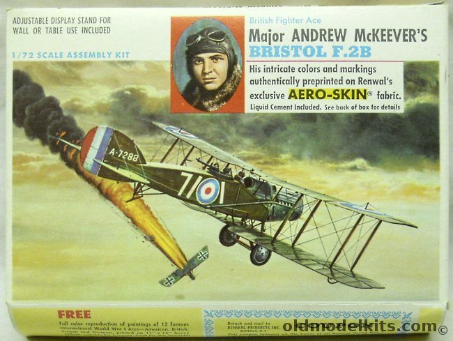 Renwal 1/72 Bristol F2B Aeroskin Major Andrew McKeevers Aircraft, 268-79 plastic model kit
